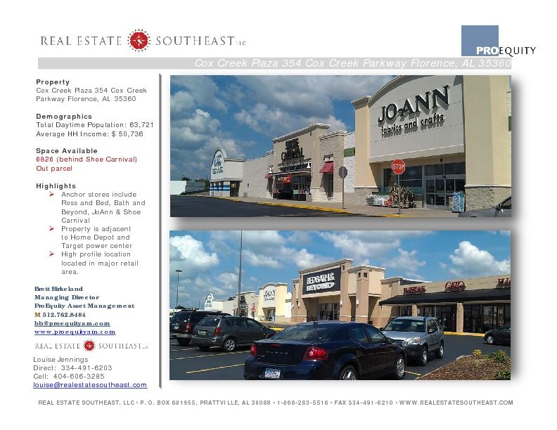 Cox Creek Plaza: 308-356 Cox Creek Pkwy, Florence, AL 35630